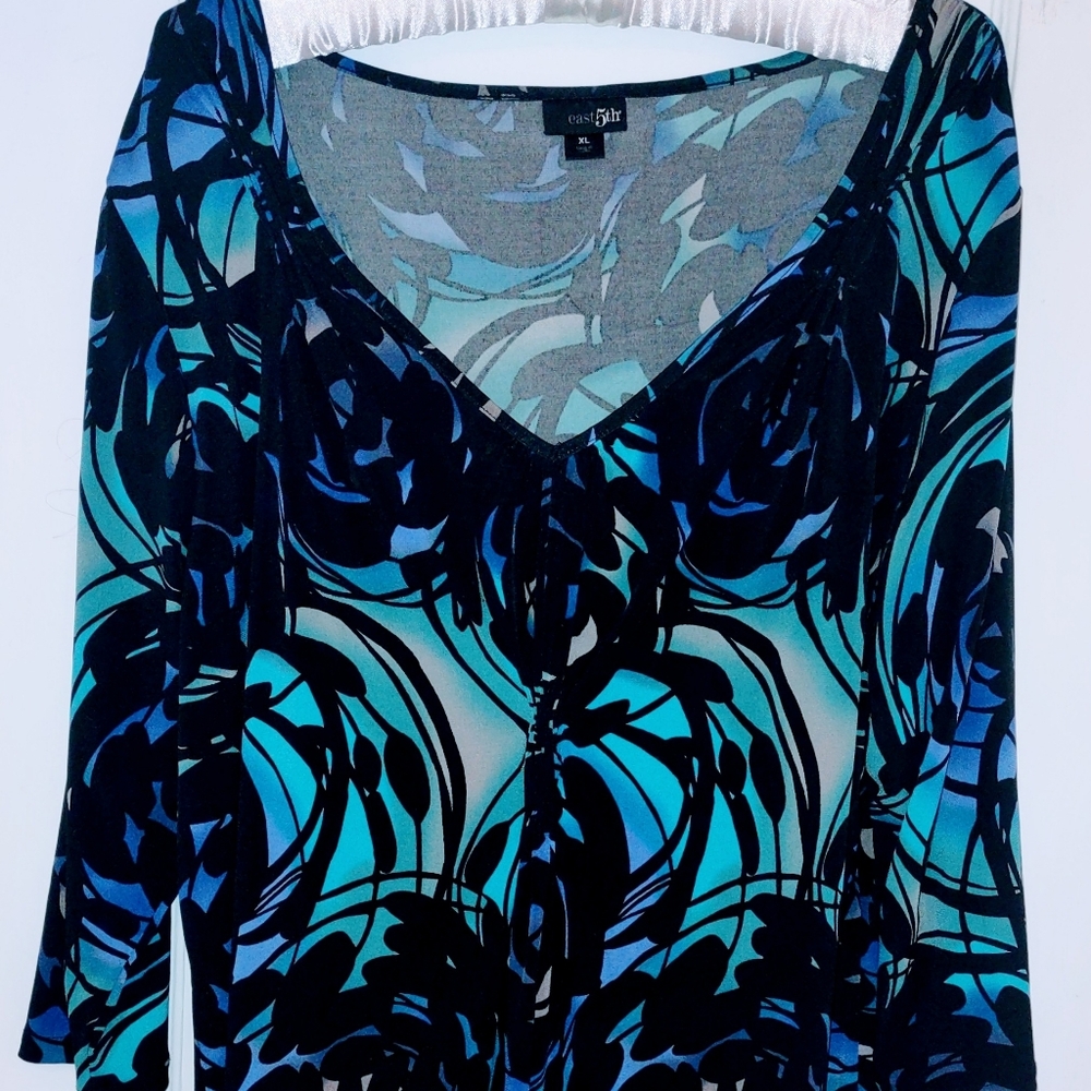 East 5th Blue, Purple, Aqua & Black Top